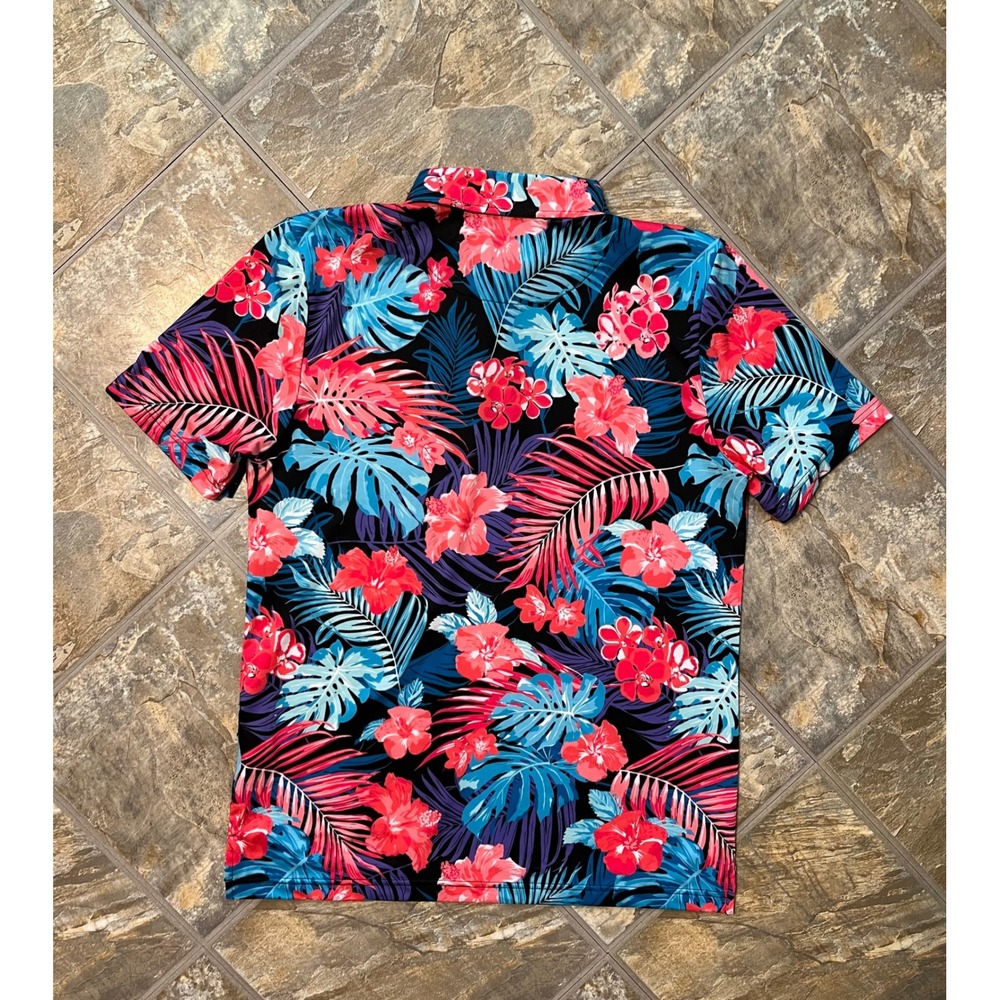 Good Good Golf Polo Shirt Mens Medium Multicolor Tropical Floral Print - Picture 4 of 6